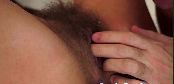  Hairy smalltit teen banged by senior